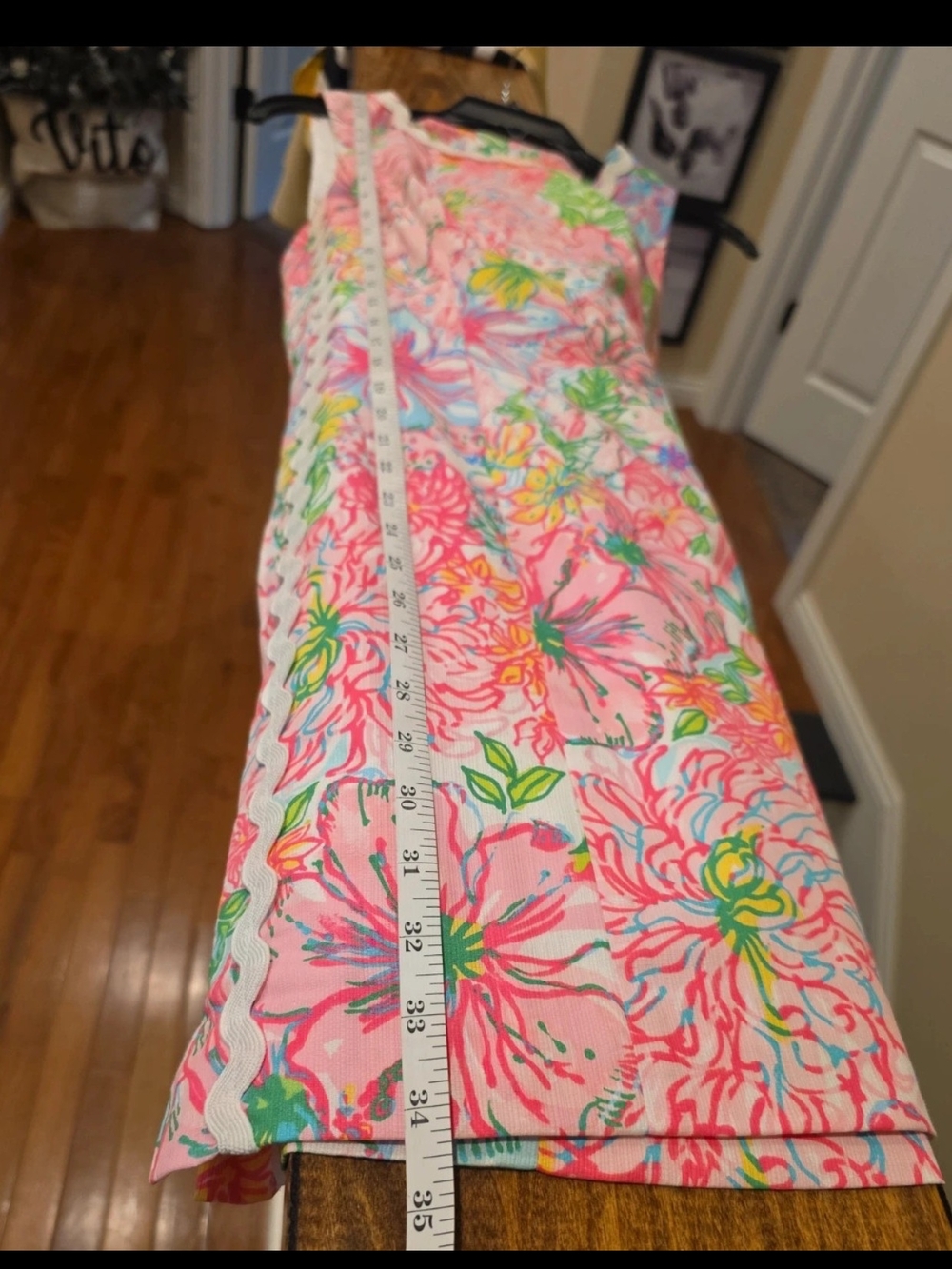 Lilly Pulitzer Multicolor Floral Shift Dress with White Scallop Trim - Picture 5 of 7